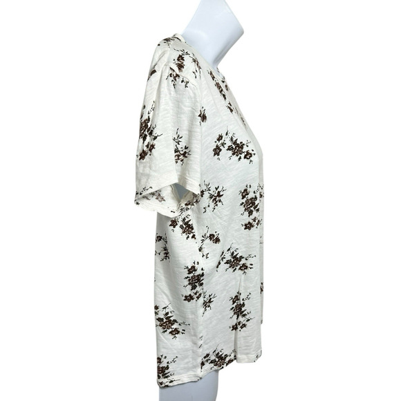 Lucky Brand Floral Tee Size Small Short Sleeve Brown Flowers Shirt Short Sleeves - Picture 4 of 7